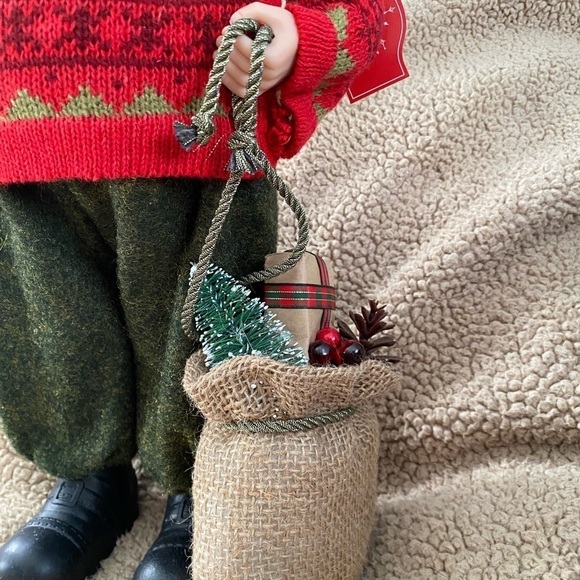 NWT Santa in Red Sweater with Lantern, Skis and Burlap Sack, 18” - Picture 4 of 6